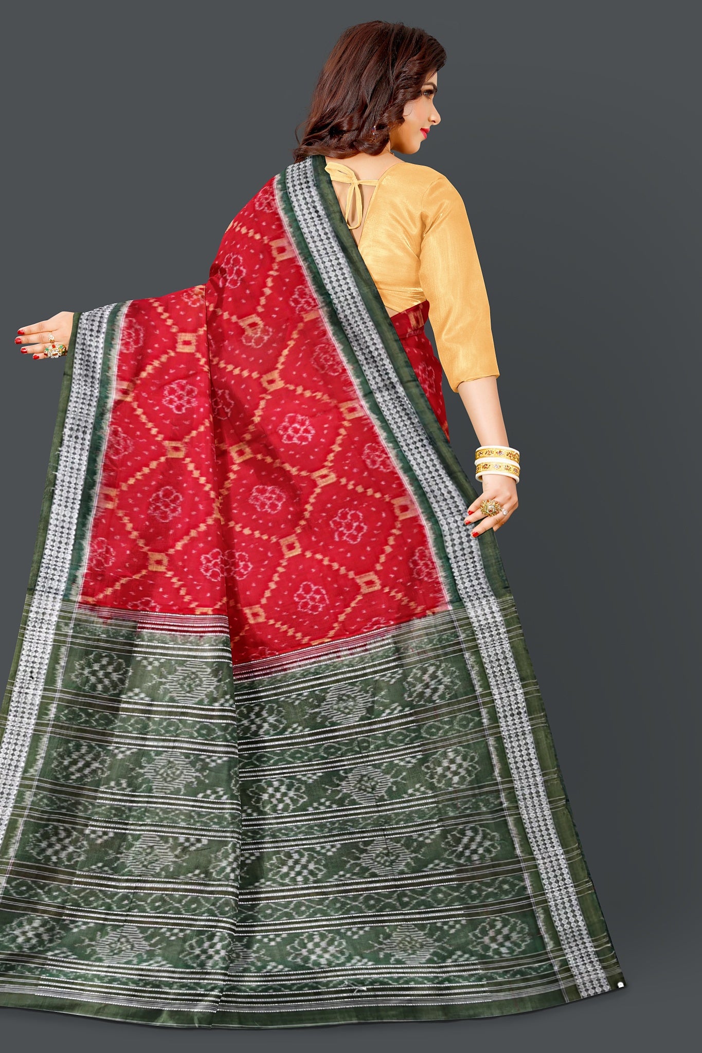 Deep Red Body Bandha Saree(With Out Blouse)