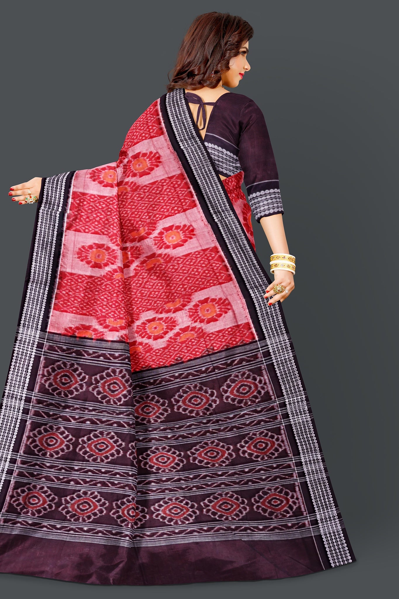 Red And Yellow Body Bandha Saree