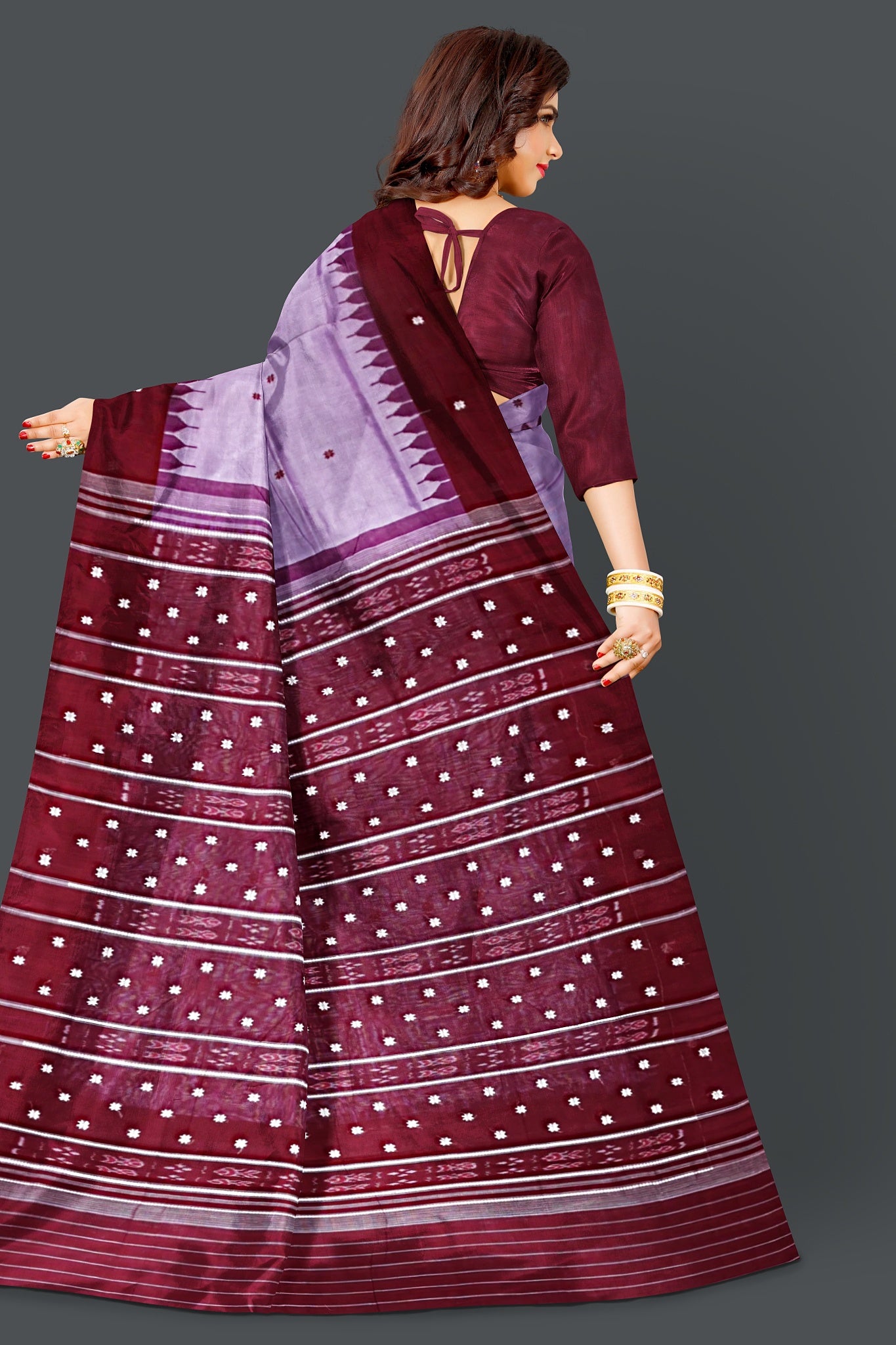 Light Violet Pata Bapta Saree