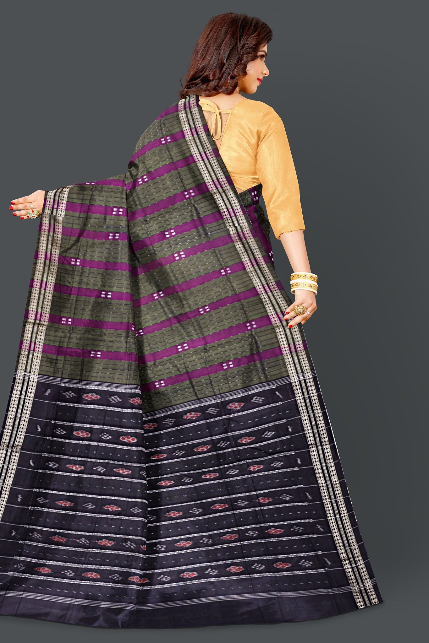 Purple And Dark Bomkai Line Butti Saree