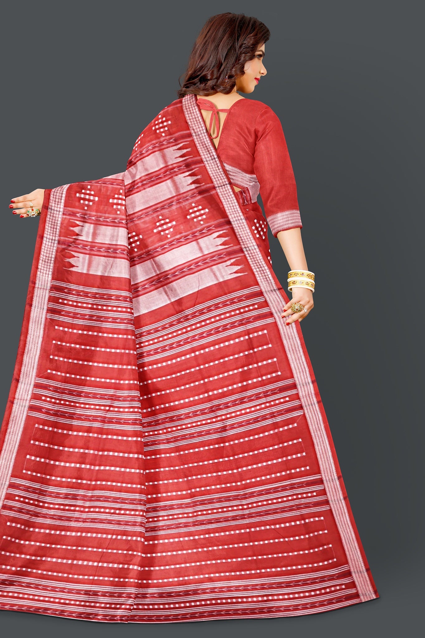 Rust And Tan Pata Bapta Saree
