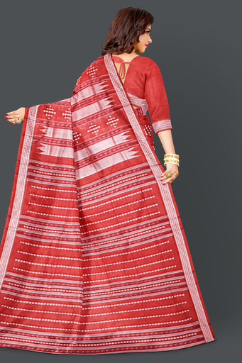 Rust And Tan Pata Bapta Saree