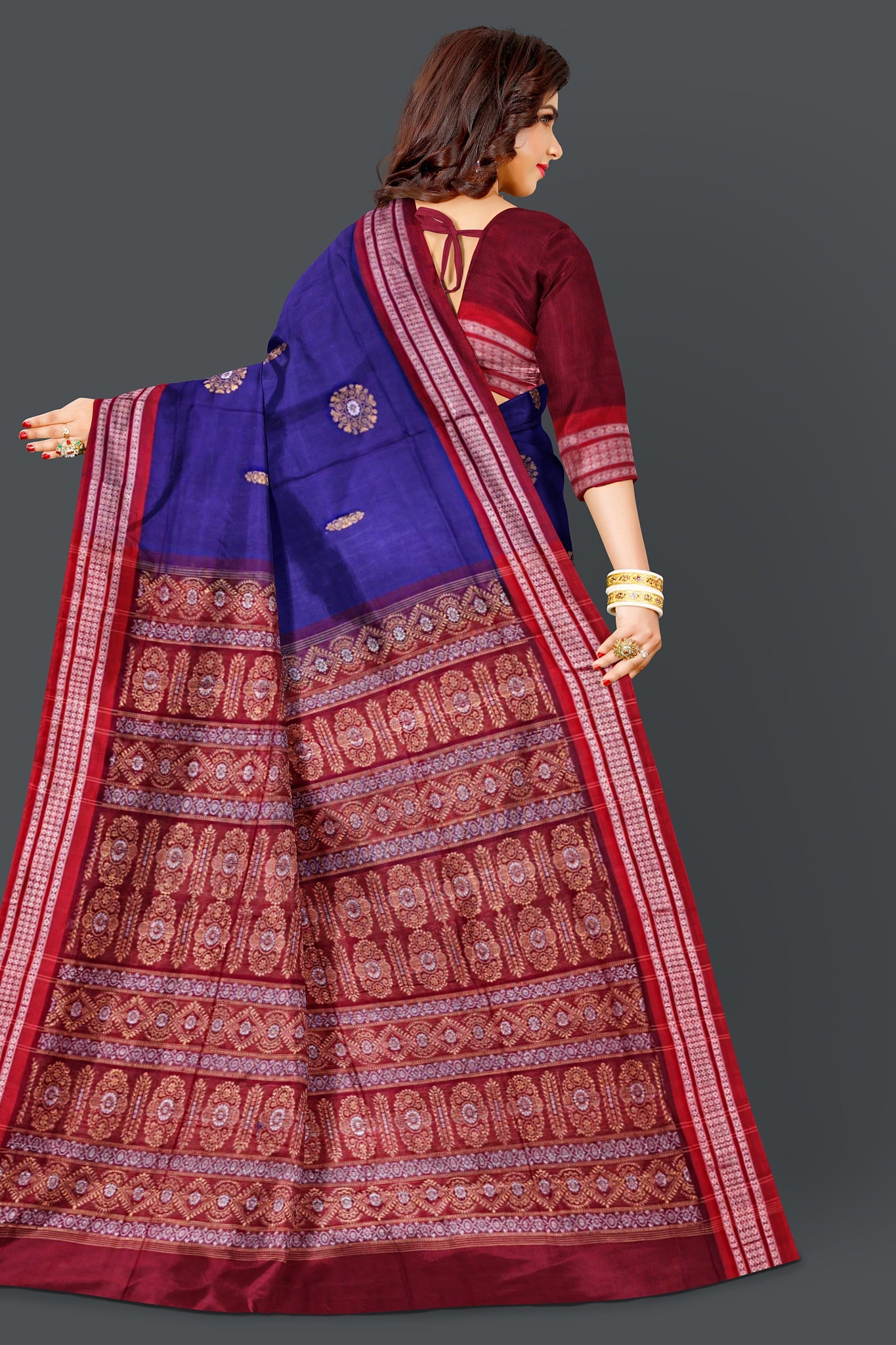 Navy Blue Bomkai Saree