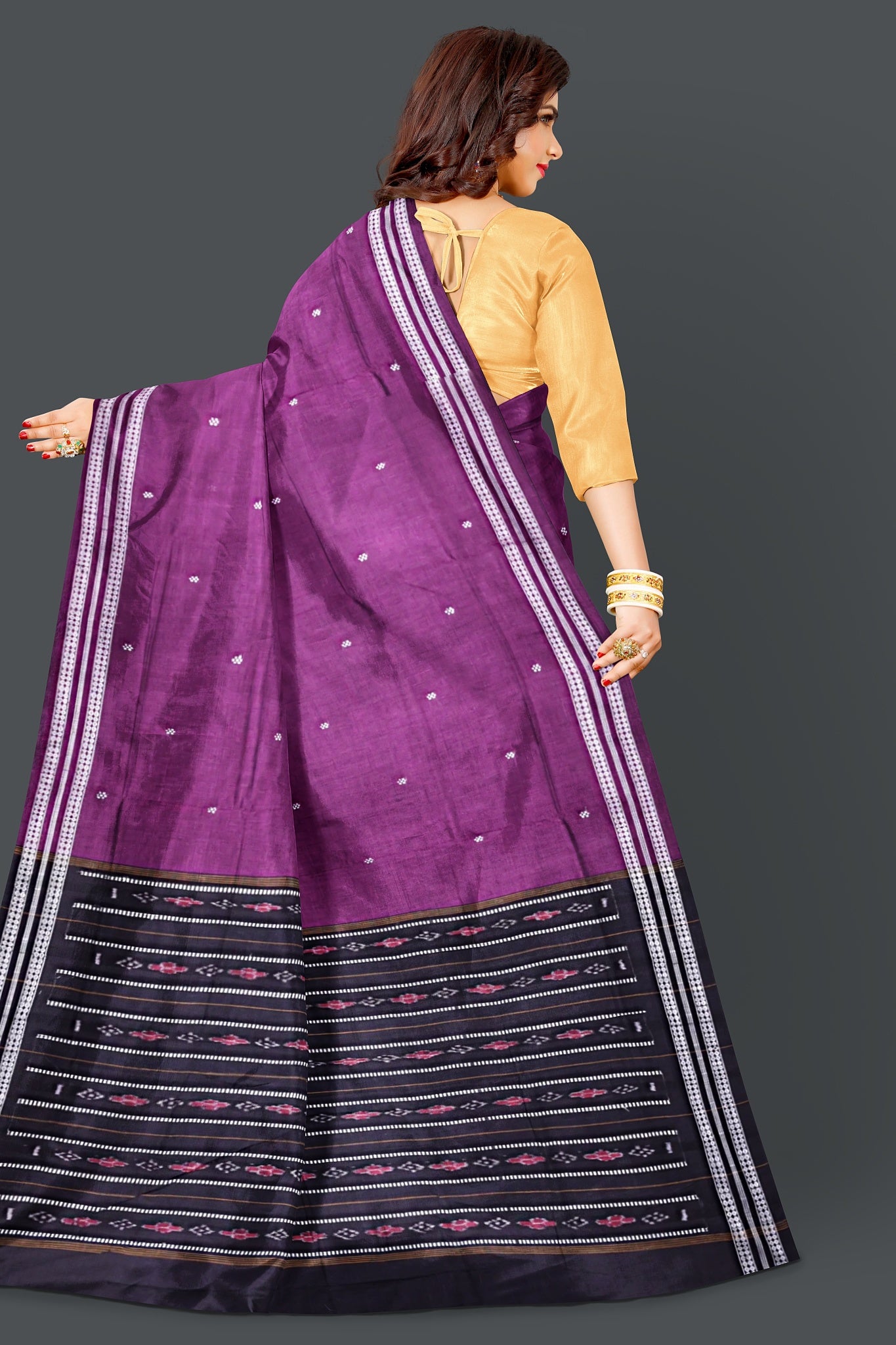 Purple Bomkai Butti Saree