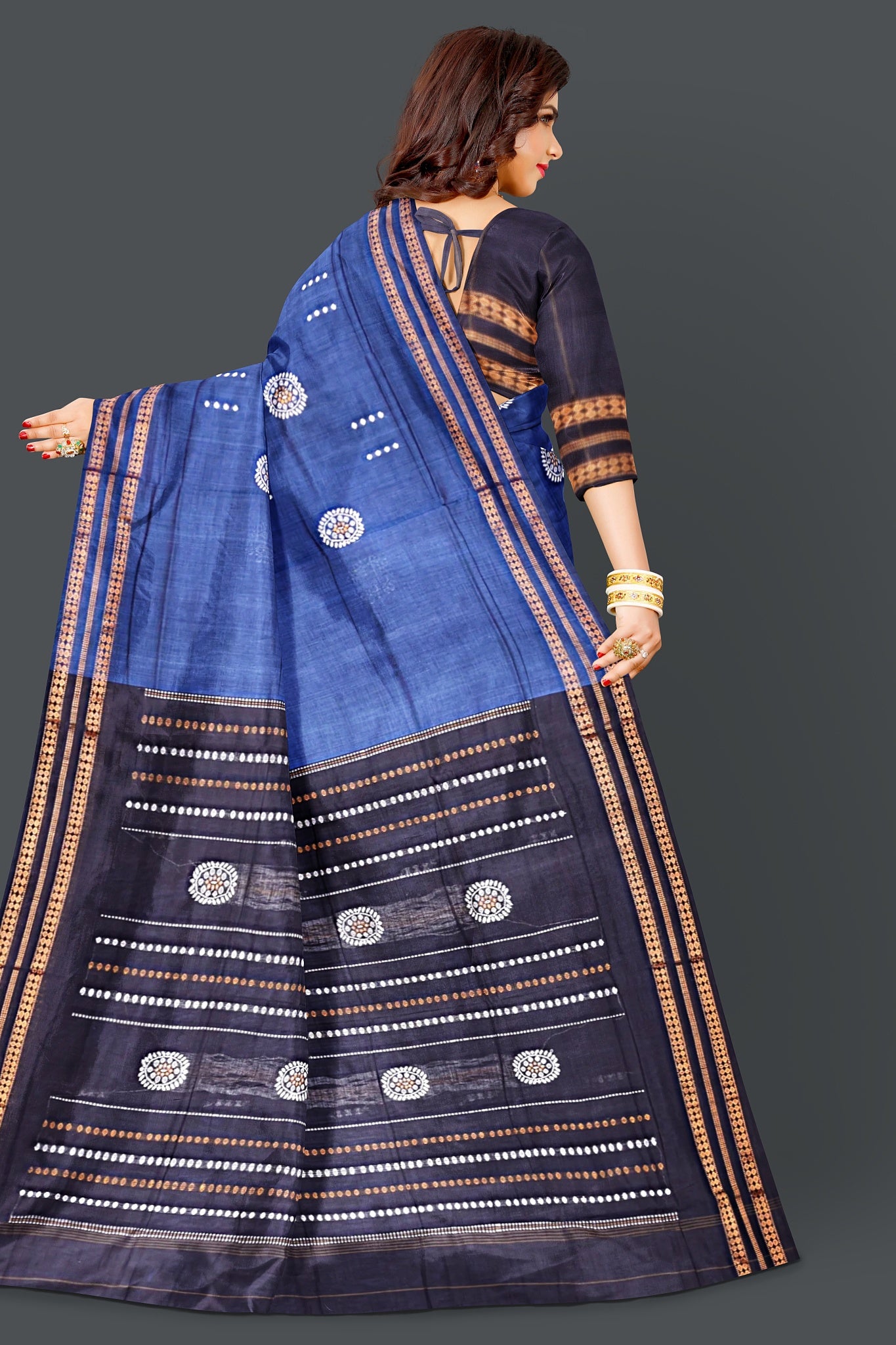 Navy Blue Padam Bomaki Saree