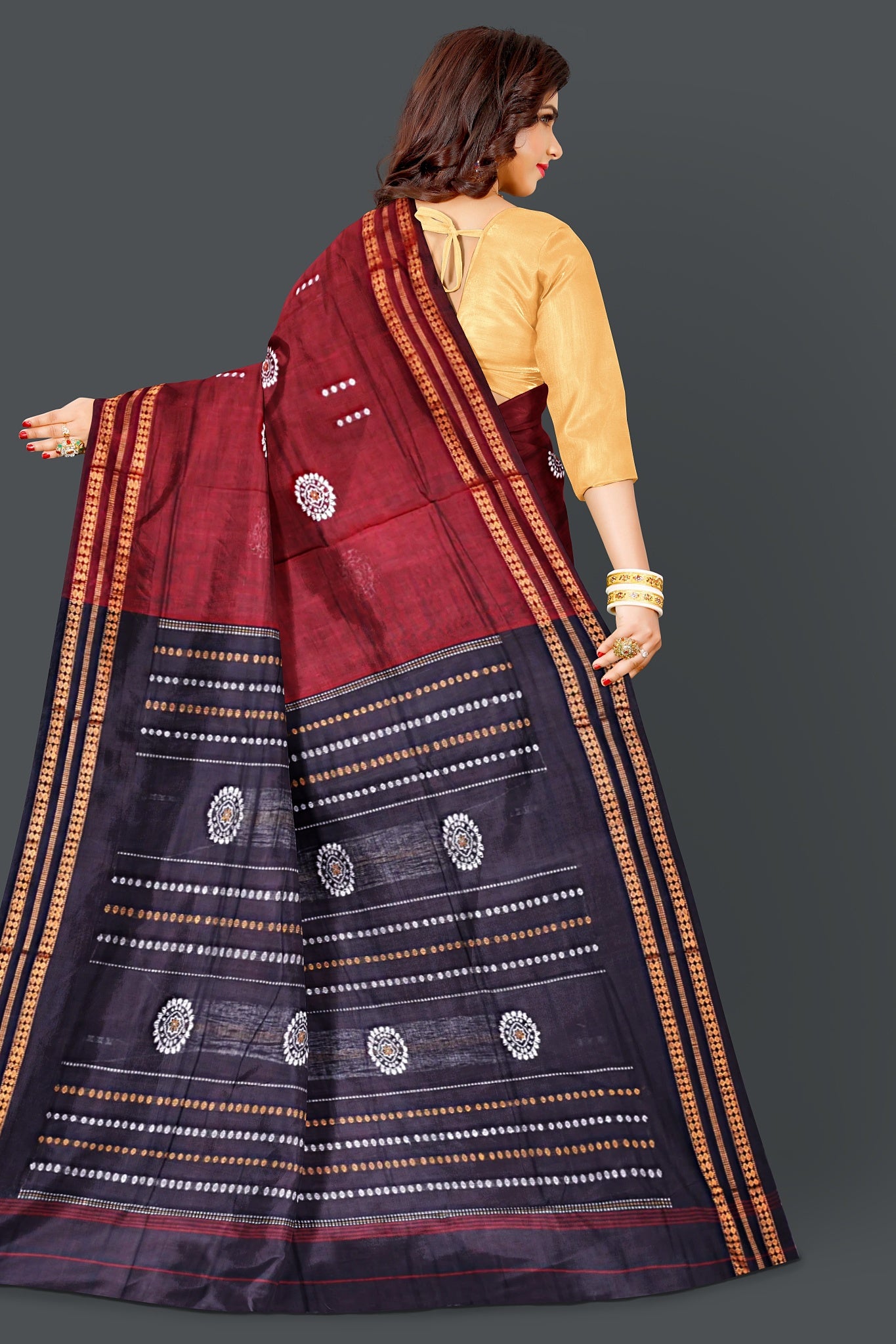 Maroon Bomkai Saree