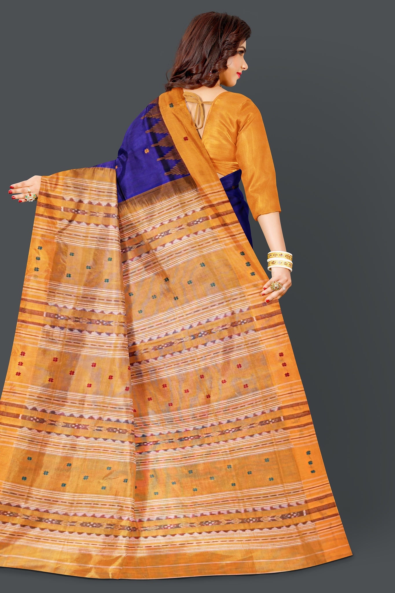 Blue Pata Bapta Saree