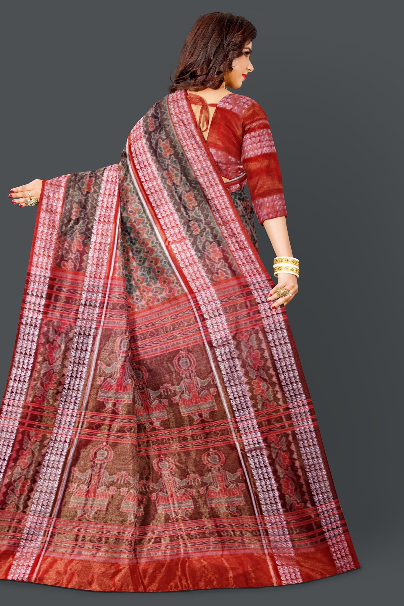 Golden Green Body Bandha Tissue Saree