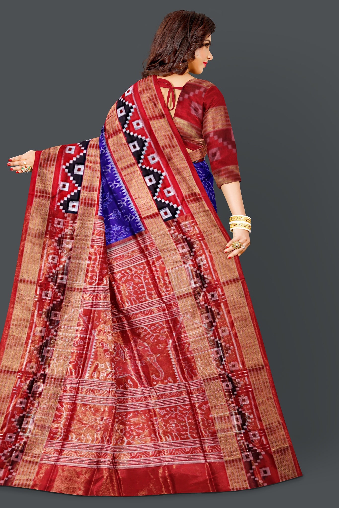 Blue Violate Body Bandha Tissue Saree