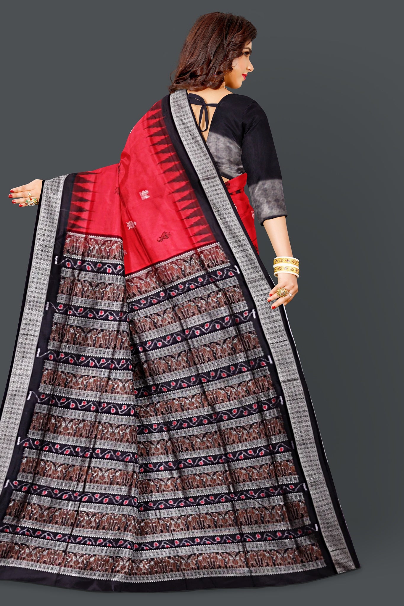 Red Body Bomkai Saree