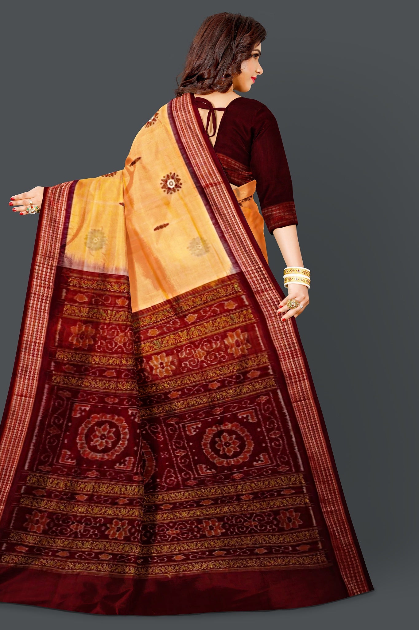 Light Orange Bomkai Saree