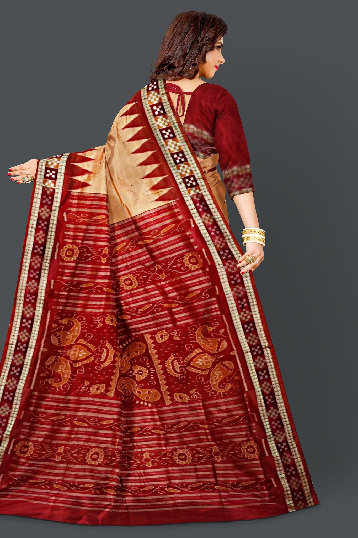 Light Coral Border Pasapalli Saree