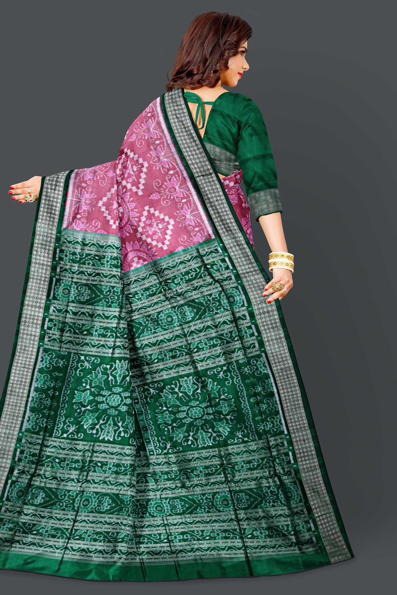 Sweet Pink Forest Green Border Bandha Pasapali