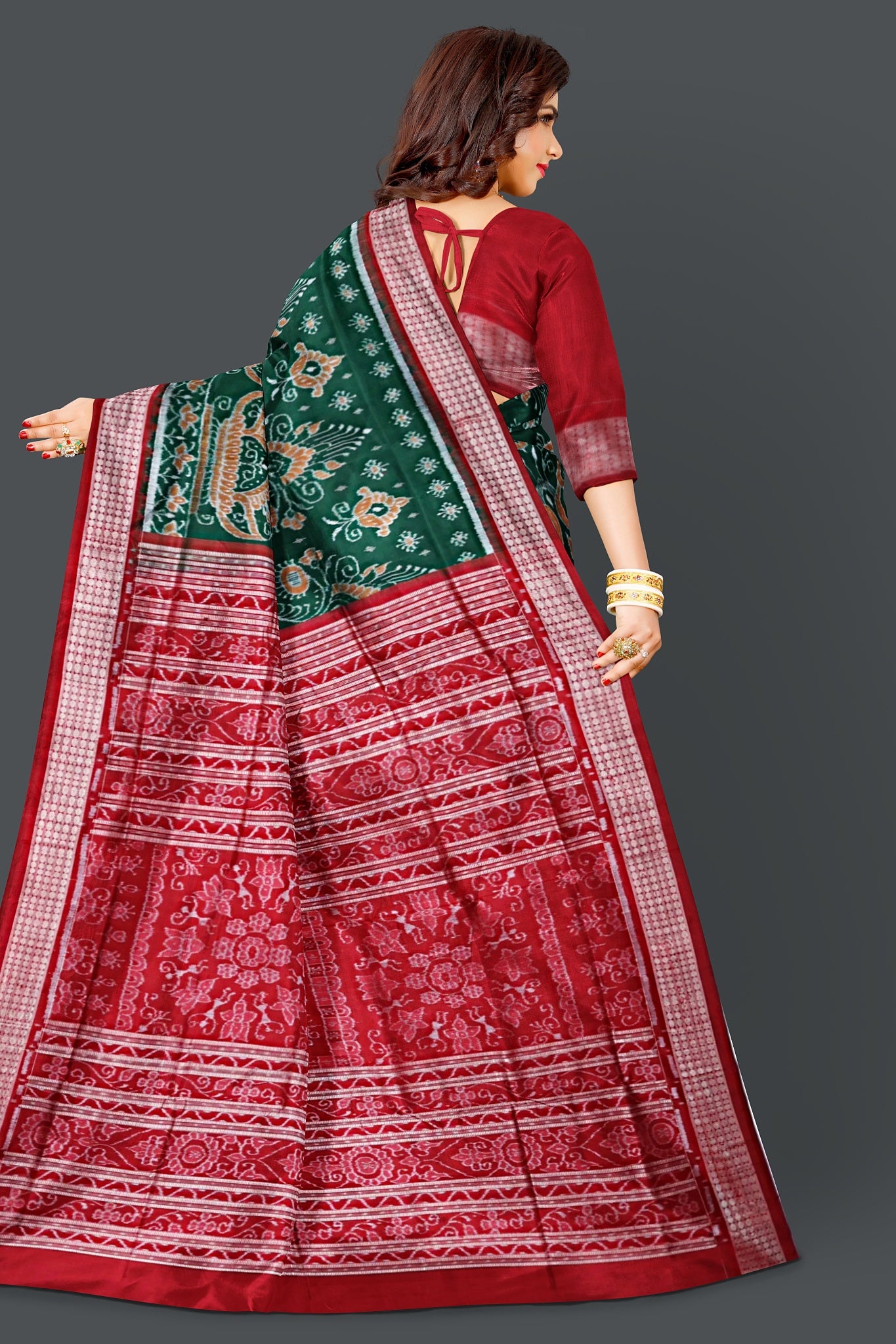Forest Green Traditional Body Bandha Saree