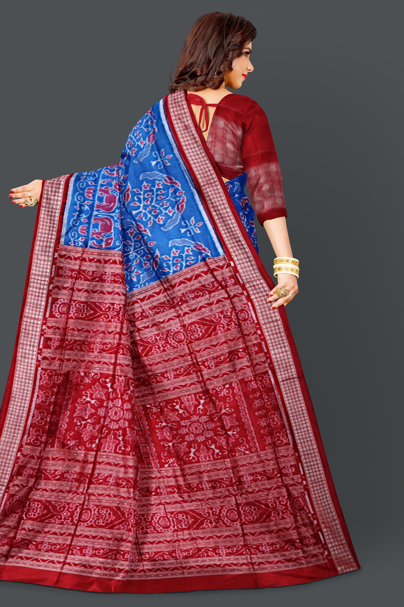 Happy Blue Traditional Body Bandha Saree