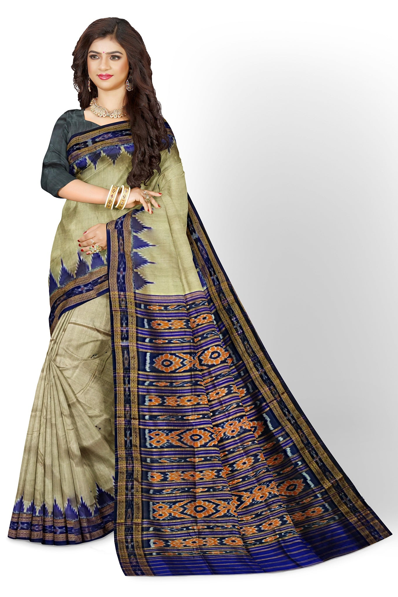 Matha Big Temple Border Khandua Pata Saree