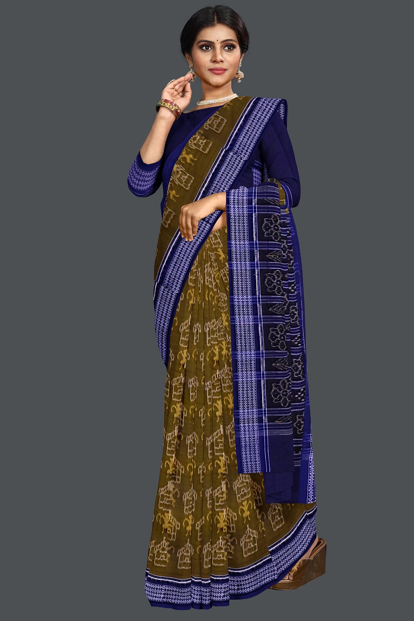 Olive Teracota Bandha Saree