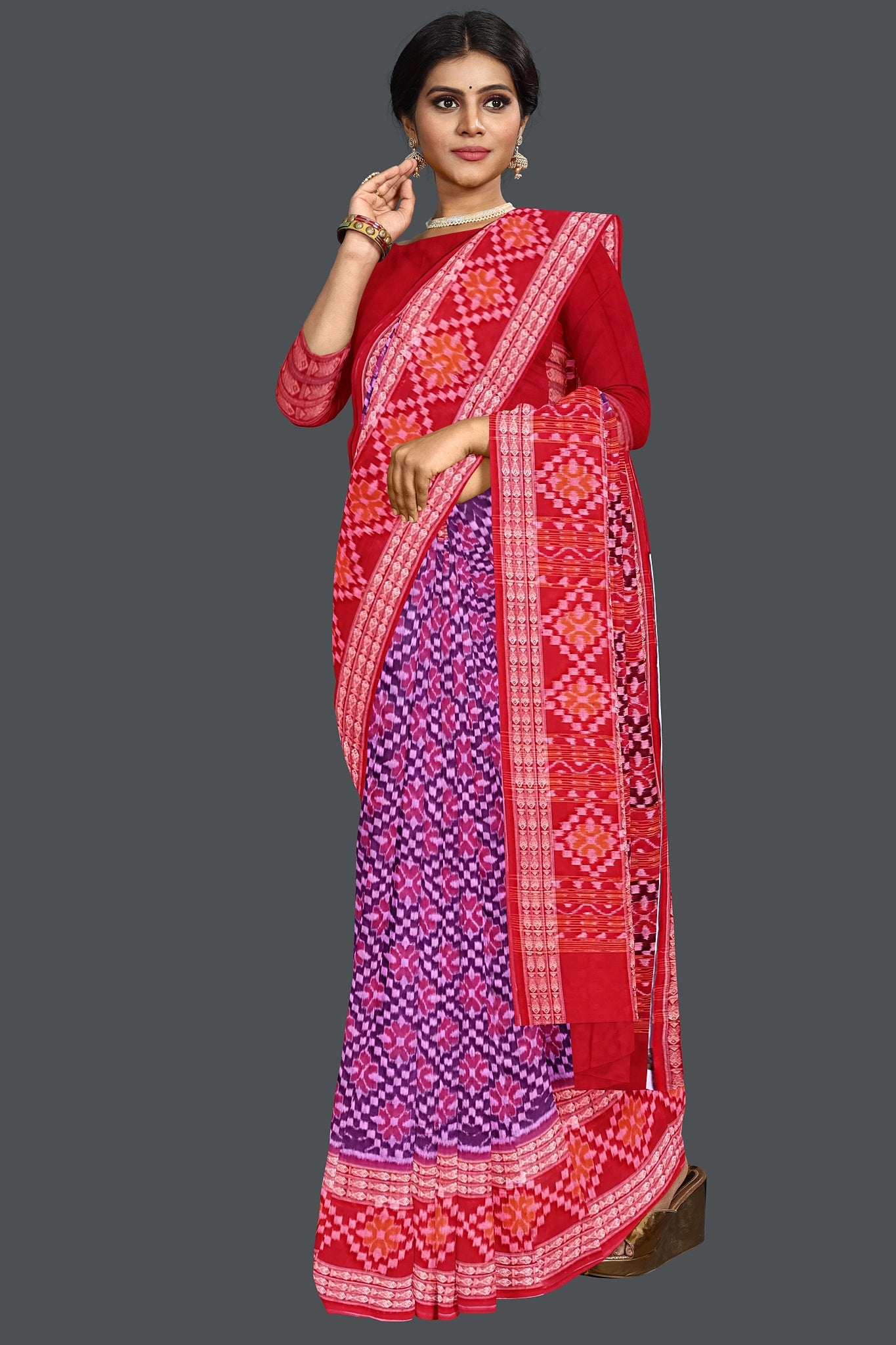 Purple Big Border Bandha Saree