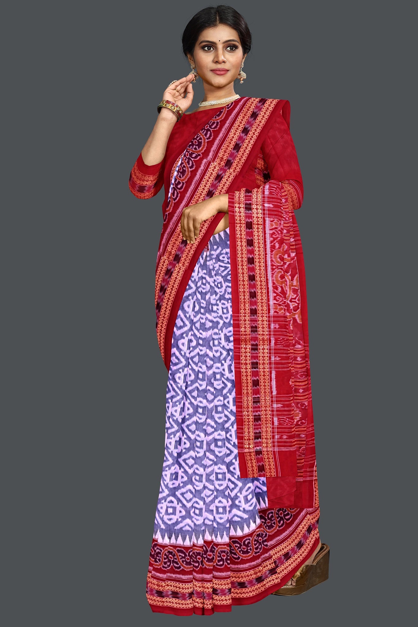 Purple And Lavender Big Border Bandha Saree