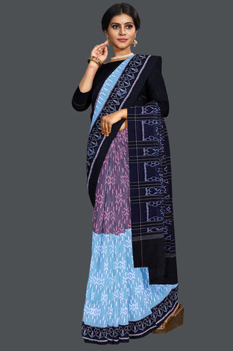 Light Aquamarine Half Half Bandha Saree(With Out Blouse)