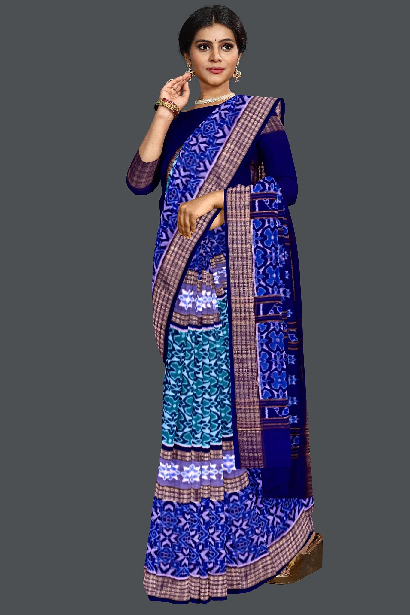 Light Green Double Border Bandha Saree