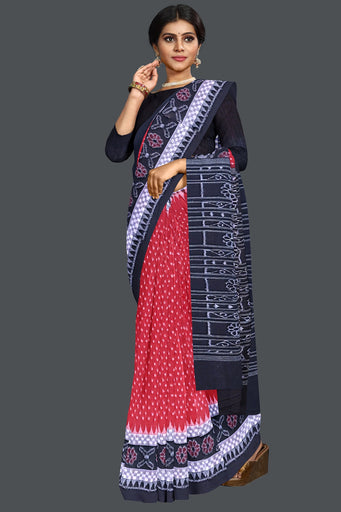 Red Double Border Bandha Saree
