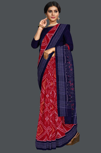 Red And Brwon Paper Bandha Saree