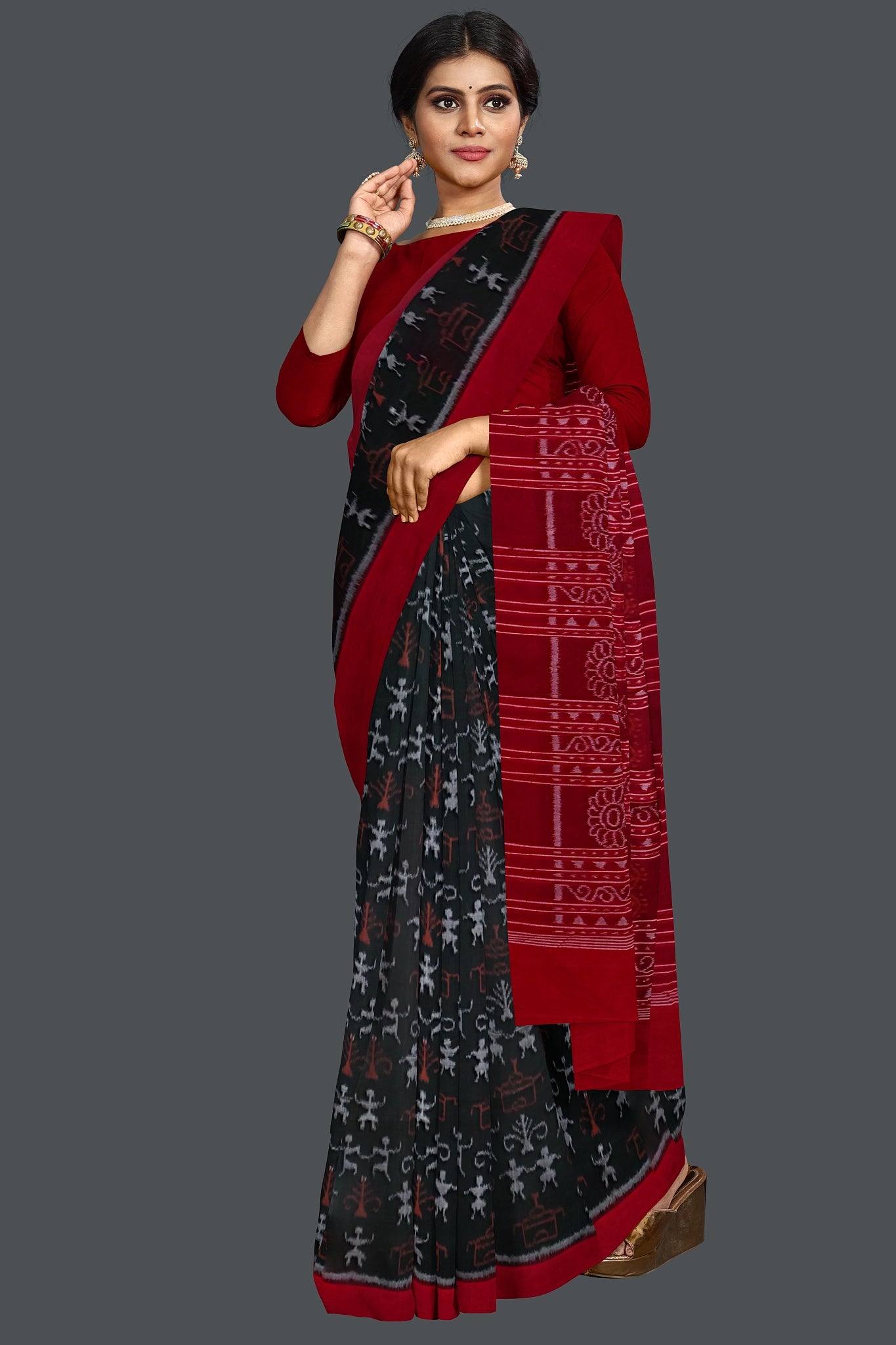 Dark Olive Teracota Bandha Saree