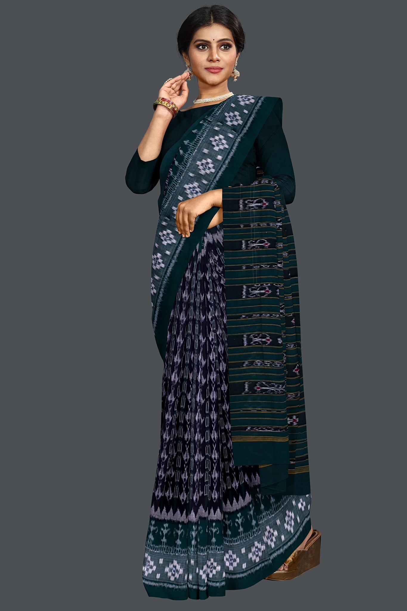 Dark Blue Teracota Bandha Saree