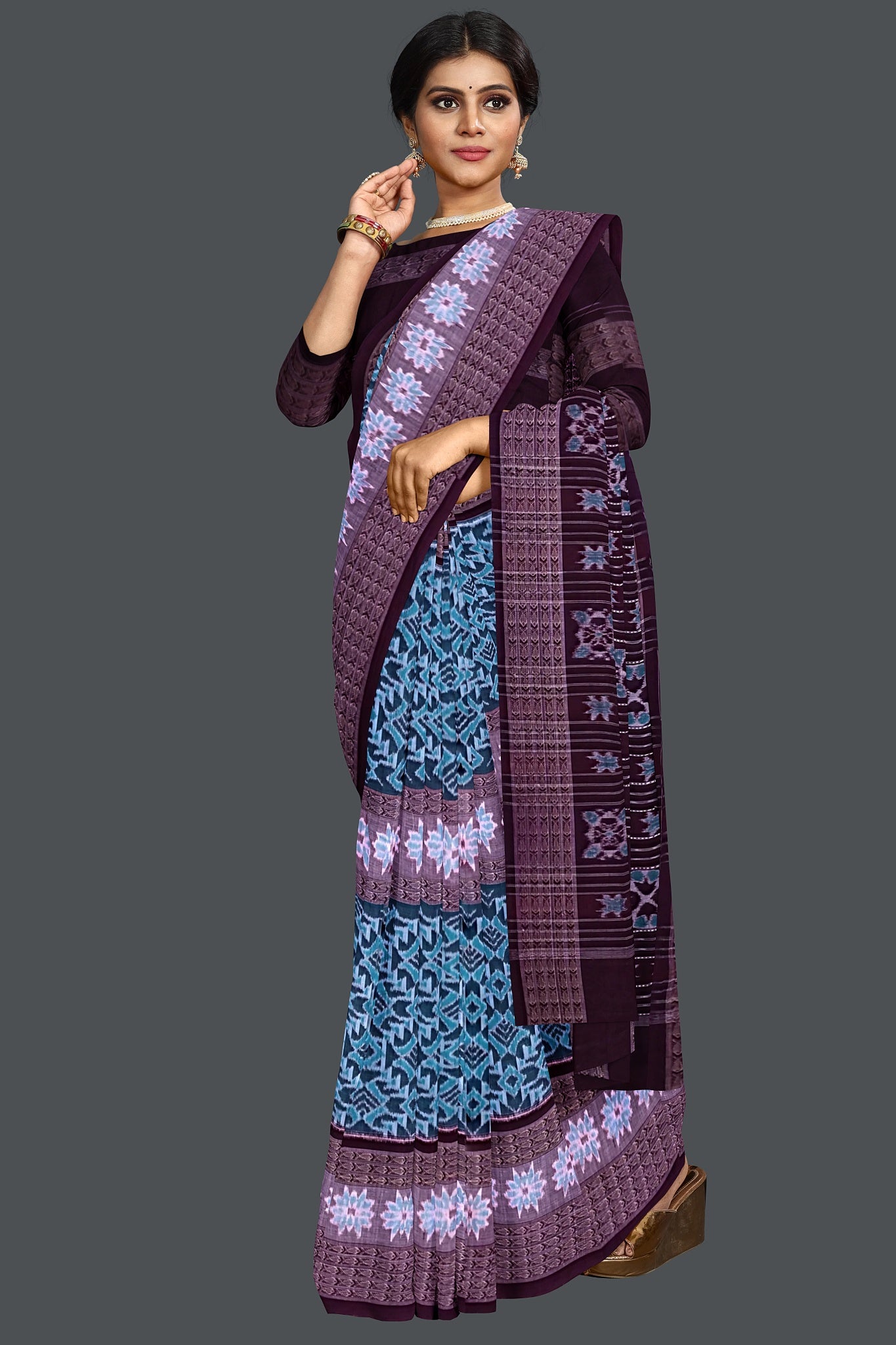 Light Green Big Border Bandha Saree