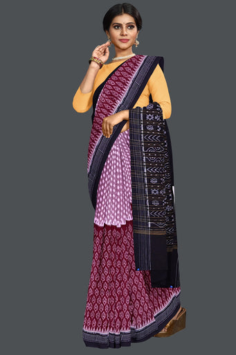Maroon Half Half Bandha Saree(With Blouse)