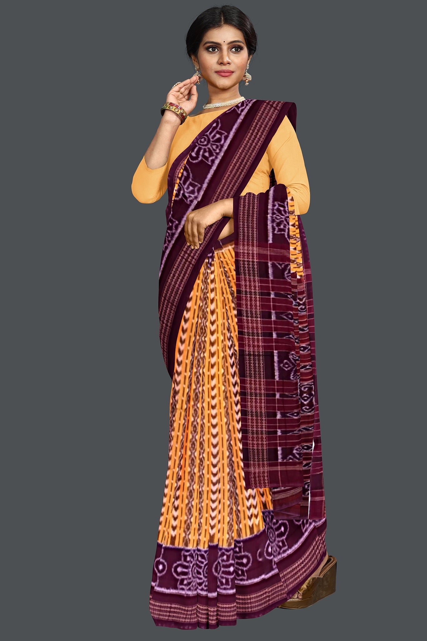 Golden Yellow Body Bandha Saree(With Out Blouse)