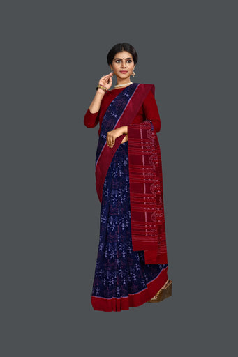 Navy Blue Teracota Bandha Saree