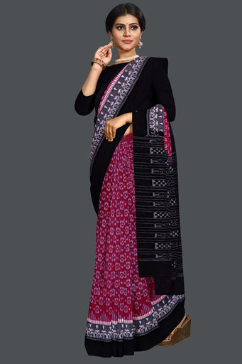 White Double Border Bandha Saree