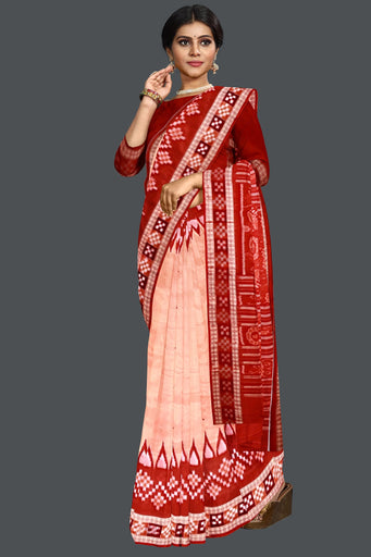 Happy Orange Border Pasapalli Buti Bomkai Saree