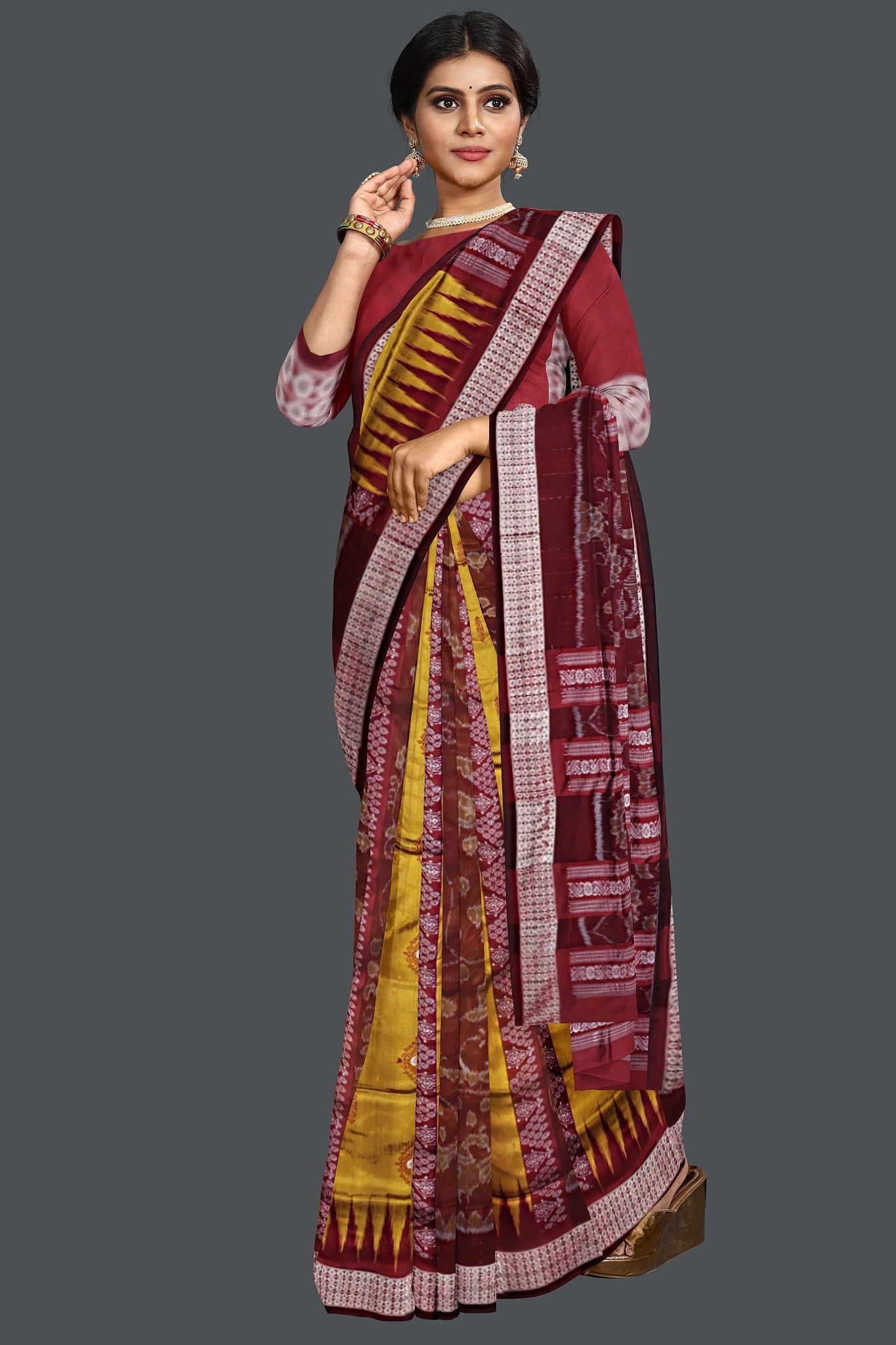 Golden Bomkai Body Bandha Saree