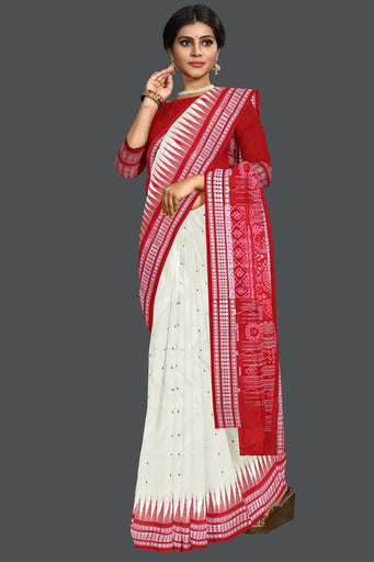 Cream Bomkai Butti Saree