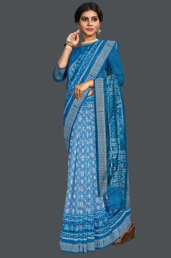 Light Blue Teracota Bandha Saree