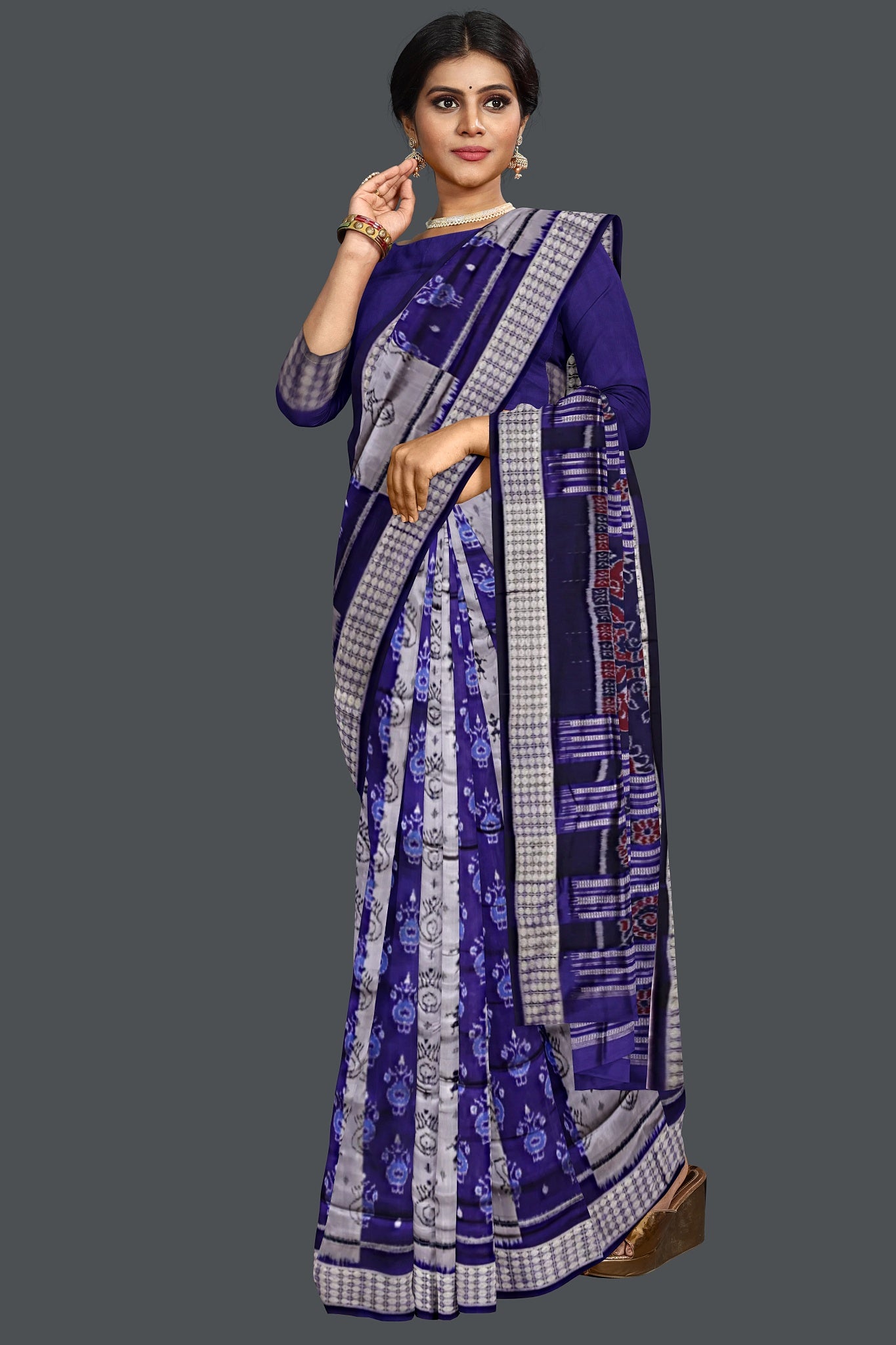 Voilet Blue Teracota Bandha Saree