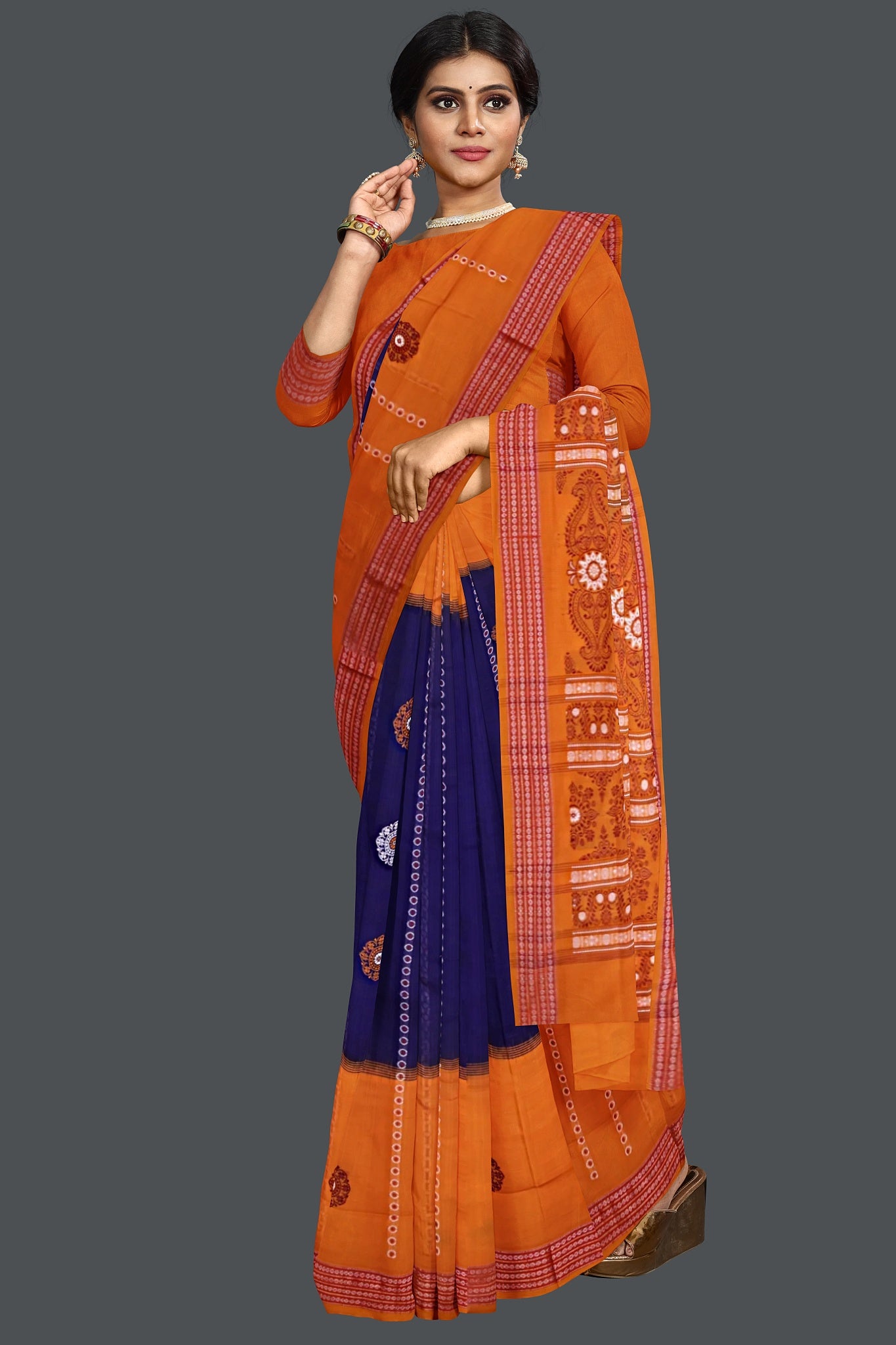 Blue Violate Bomkai Saree