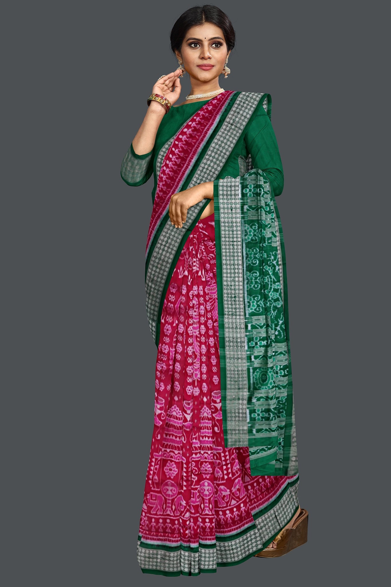 Hot Pink Traditional Body Bandha Saree