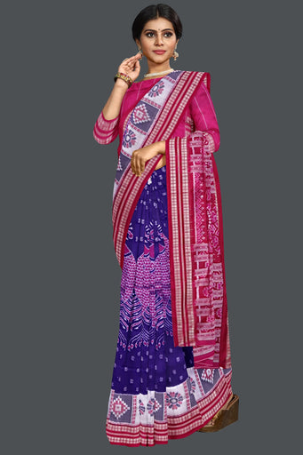 Blue And Violet Fish Bandha Saree