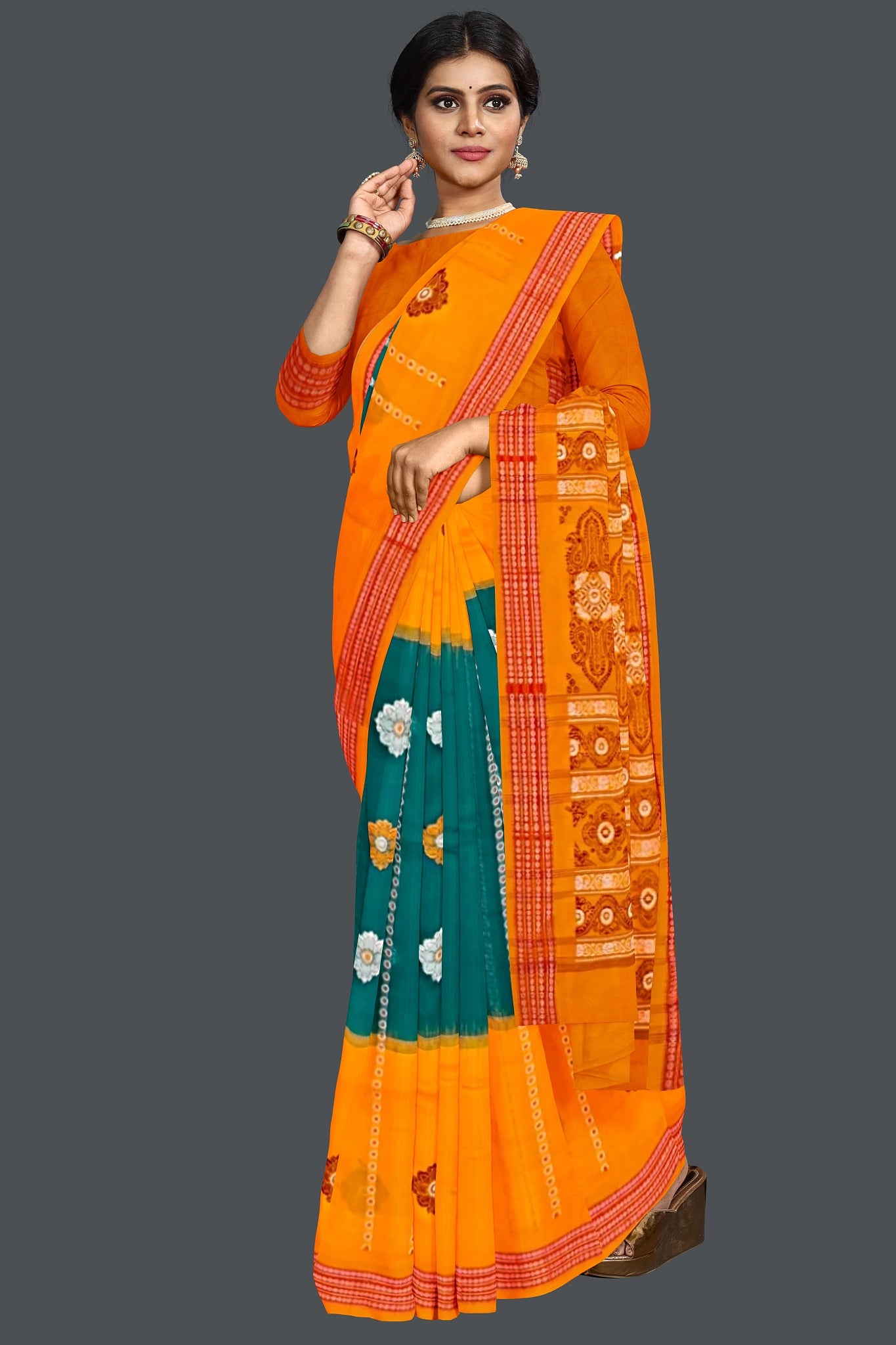 Leaf Green Bomkai Saree