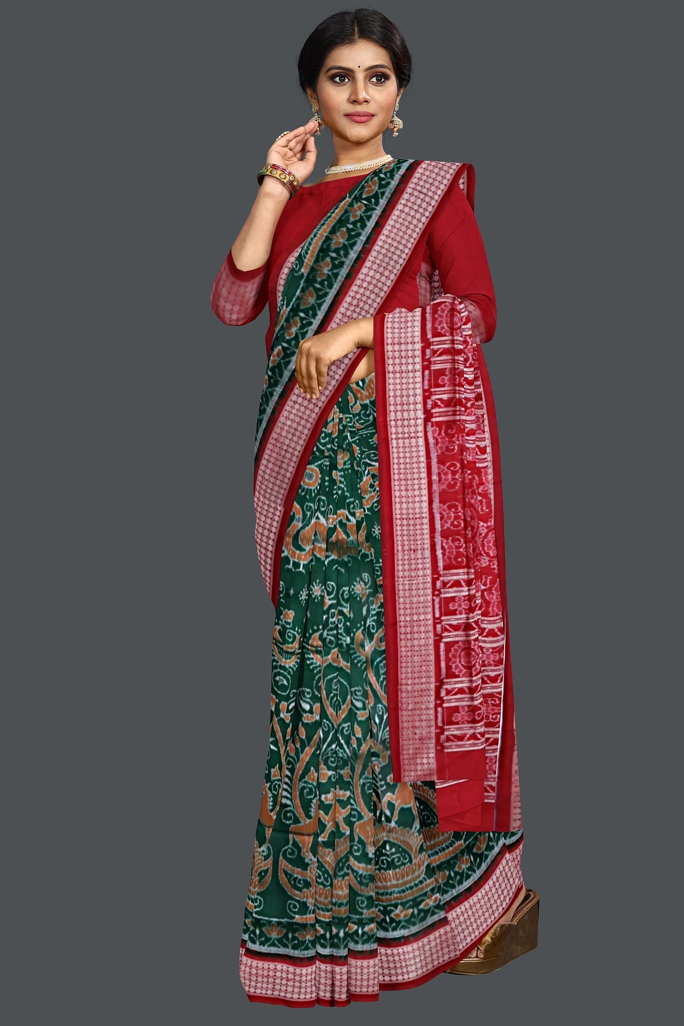Forest Green Traditional Body Bandha Saree