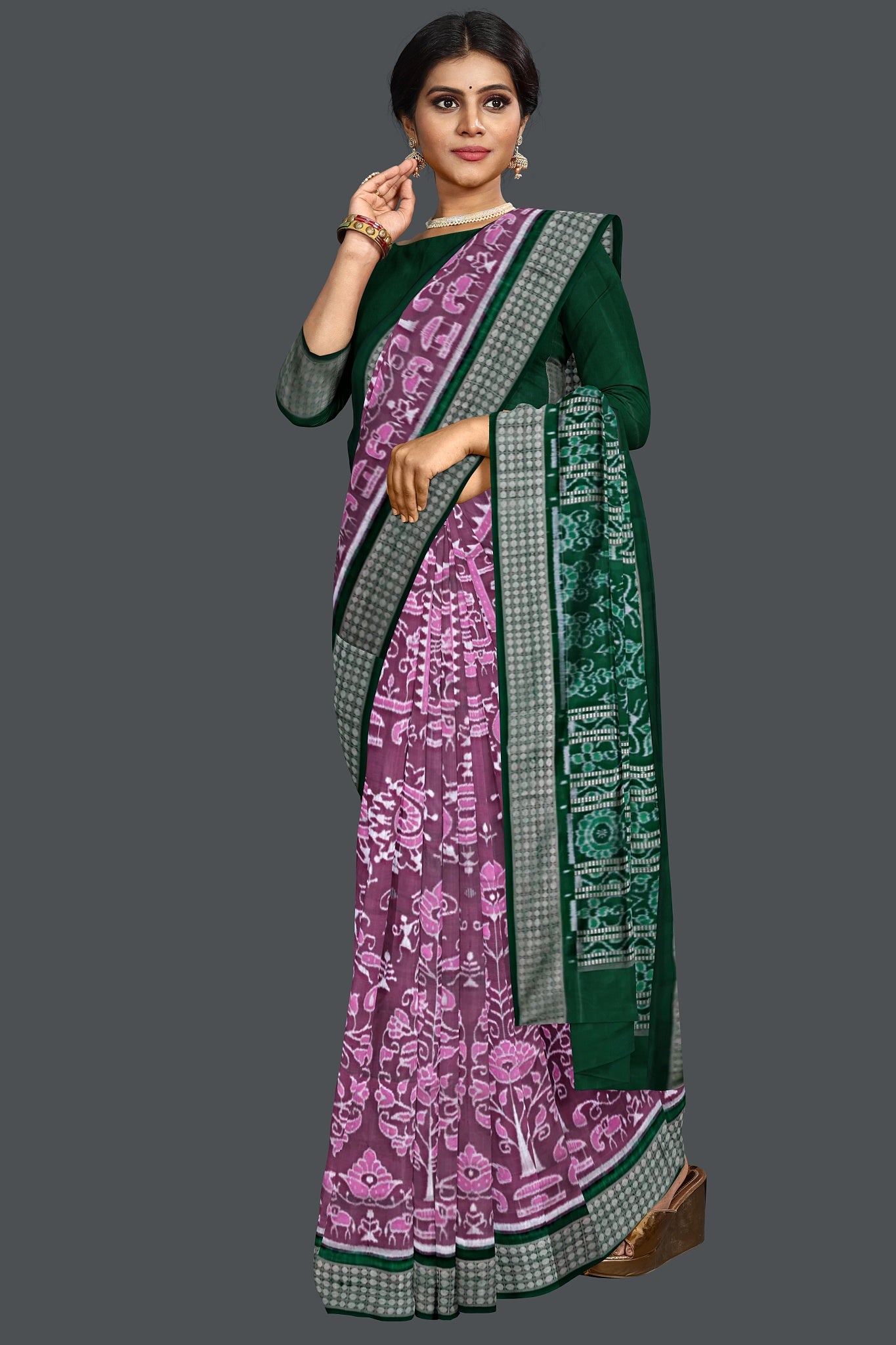 Lavender Blue Teracota Bandha Saree