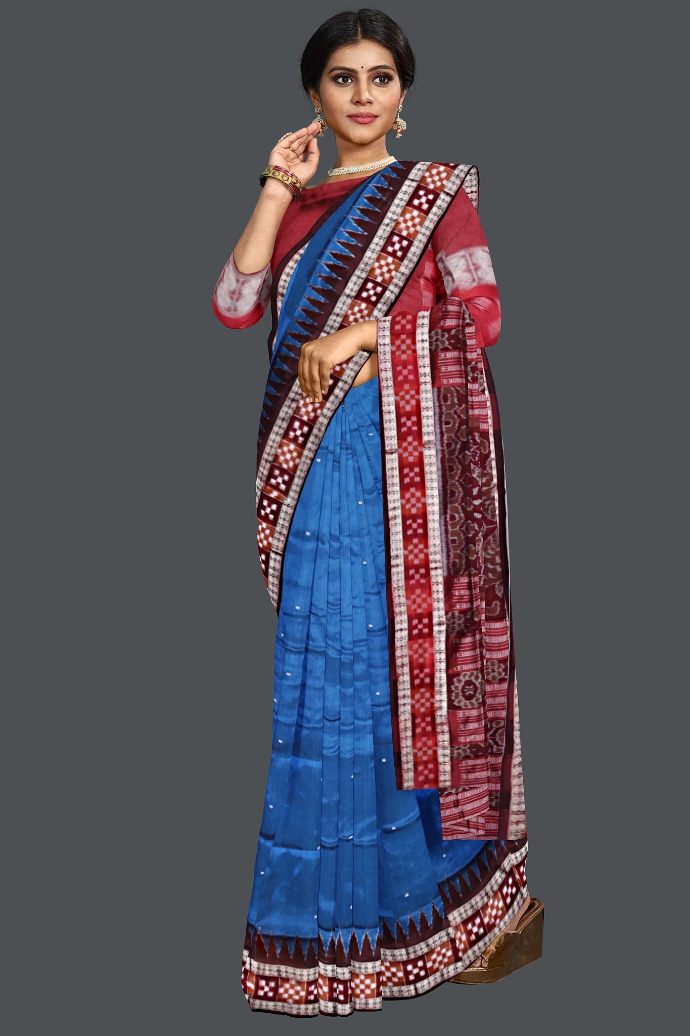 Royal Blue Border Pasapalli Bomkai Saree