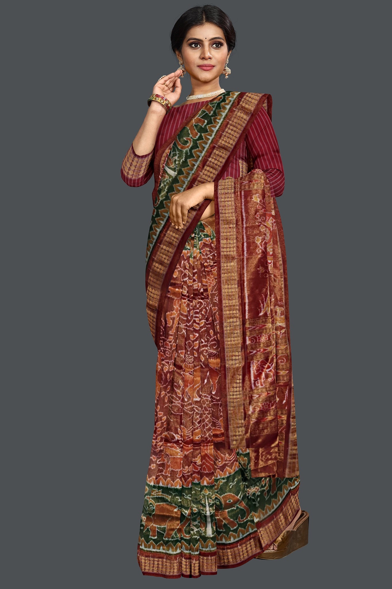 Golden Brown Body Bandha Tissue Saree