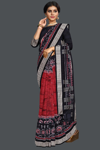 Maroon Teracota Border Bandha Saree