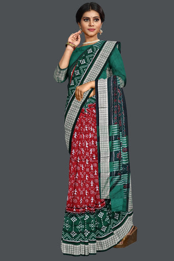Maroon Teracota Bandha Saree