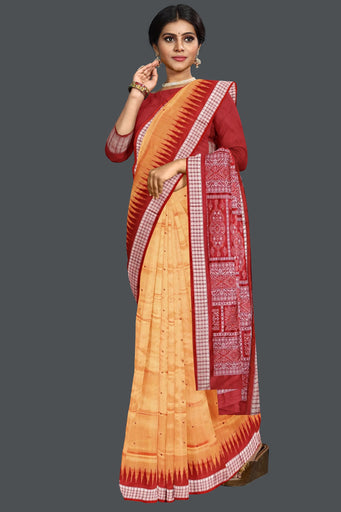 Golen Yellow Bomkai Line Butti Saree